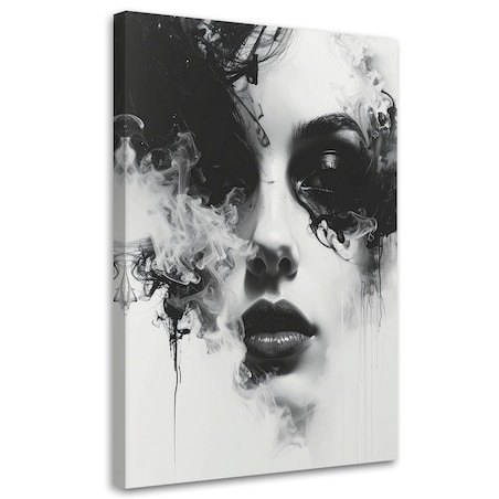 Nowoczesny obraz na płótnie canvas,do salonu sypialni Abstrakcyjny portret kobiety czarno biały 30x45 cm