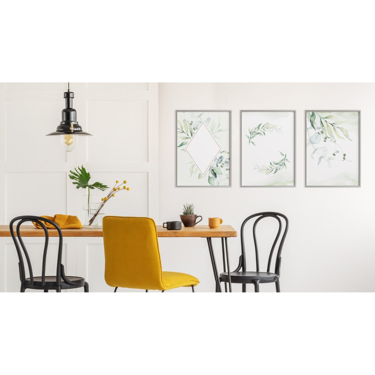 Zestaw 3x Plakat W Ramie AKWARELOWE Liście W Stylu Boho 30x40cm