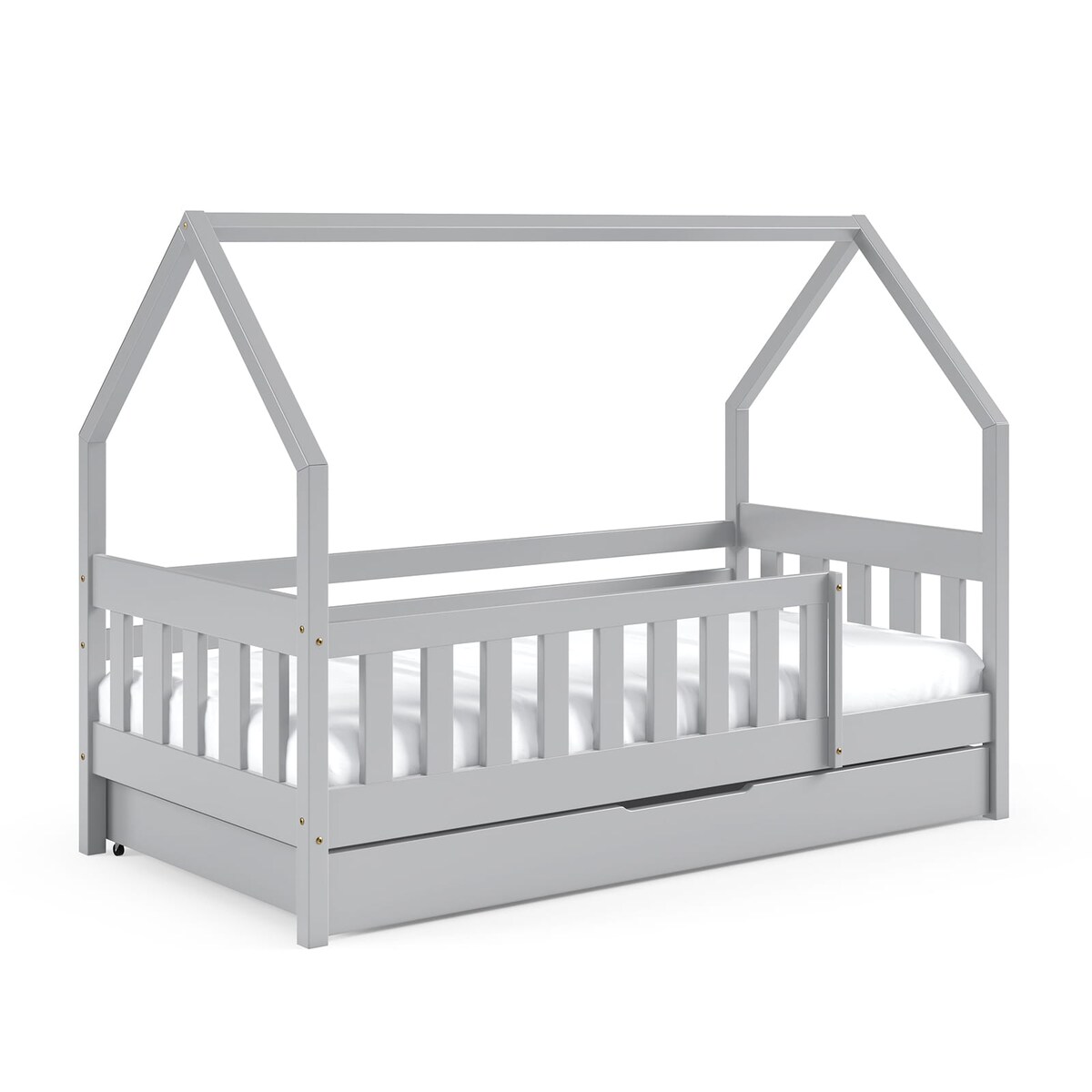 Łóżko dziecięce domek Mila szare 80x160