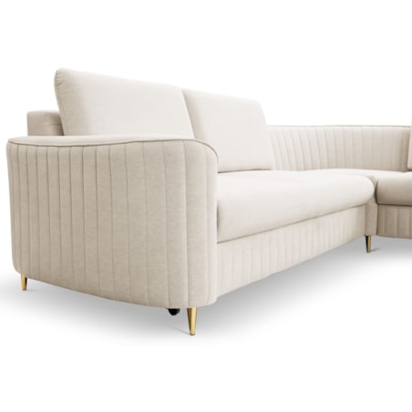 Narożnik z funkcją spania i pojemnikiem na pościel LOREN, kremowy