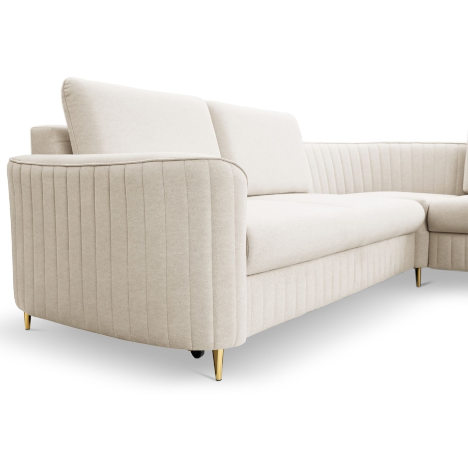 Narożnik z funkcją spania i pojemnikiem na pościel LOREN, kremowy