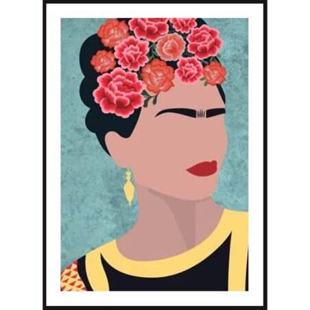 Poster Story, Plakat, Obraz - Kwiatowy Portret Frida Kahlo, wymiary 70 x 100 cm