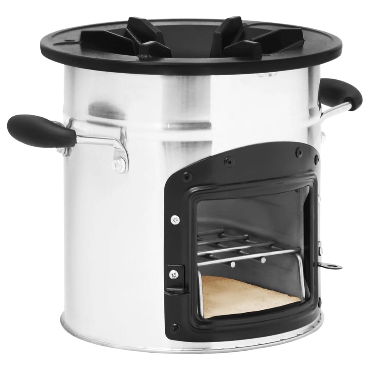 vidaXL Piecyk kempingowy na drewno, 45,5x33x25,5, stal nierdzewna