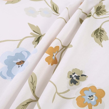 Pościel bawełniana 140x200 Meadowe biała w kolorowe kwiaty, Cottonlove