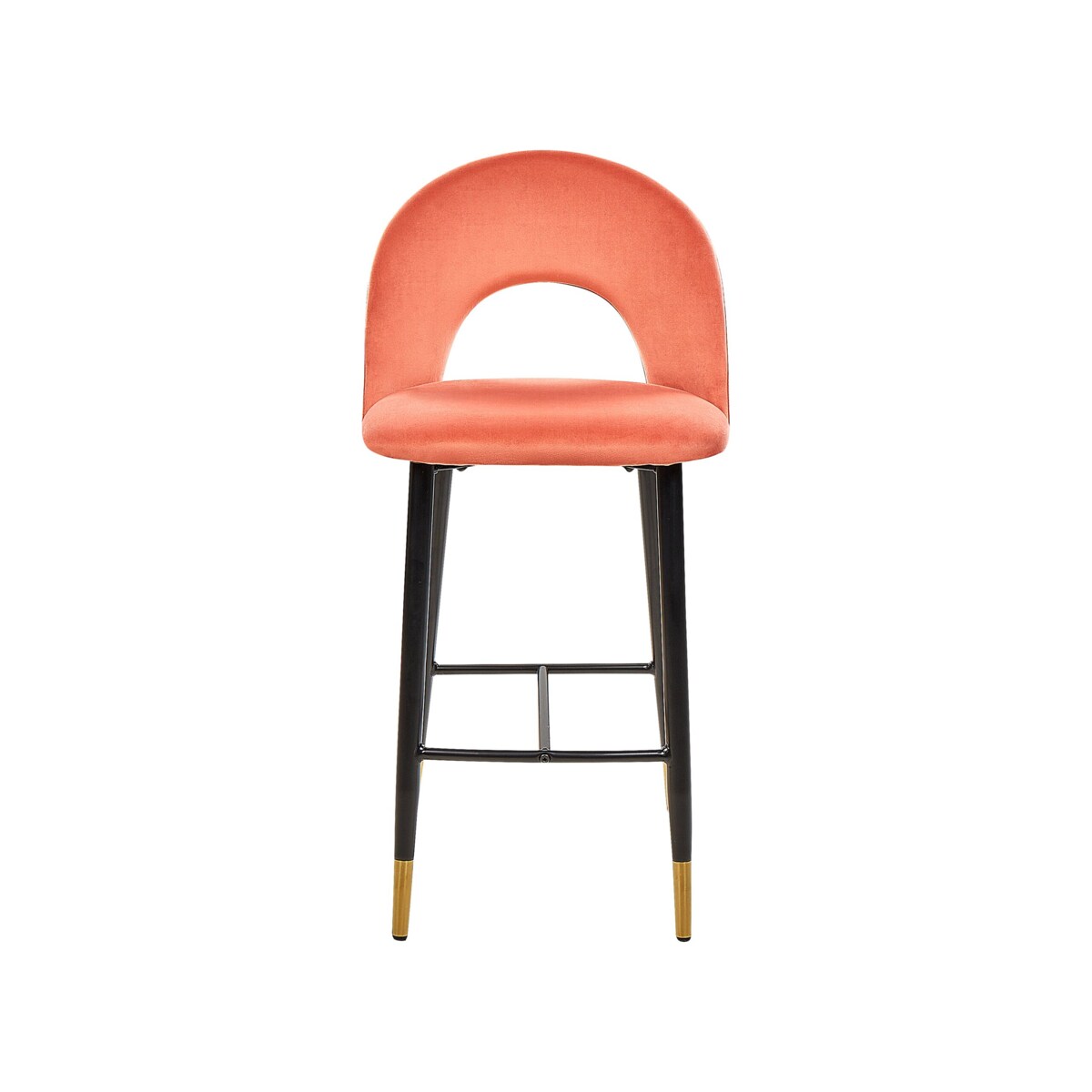 Zestaw 2 krzeseł barowych welurowy koralowy FALTON