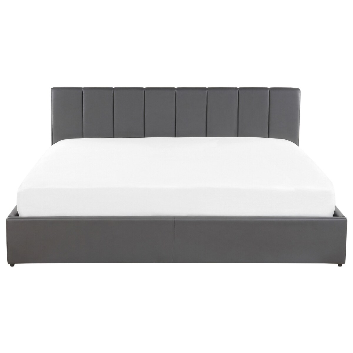 Łóżko z pojemnikiem Ekoskóra DREUX 180 x 200 cm Ciemnoszary