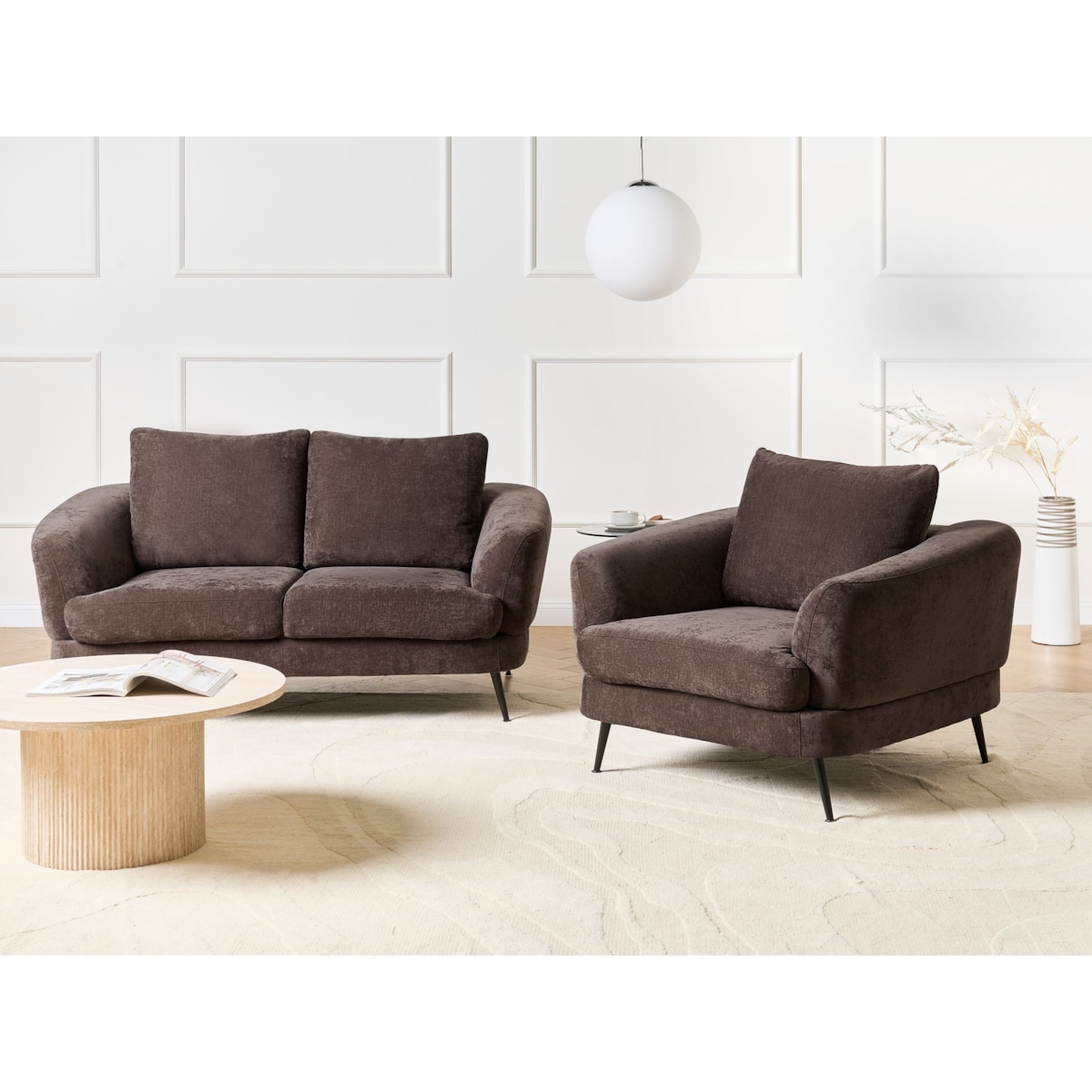 Sofa dla 2 osób KJAER Szenil Ciemnobrązowy