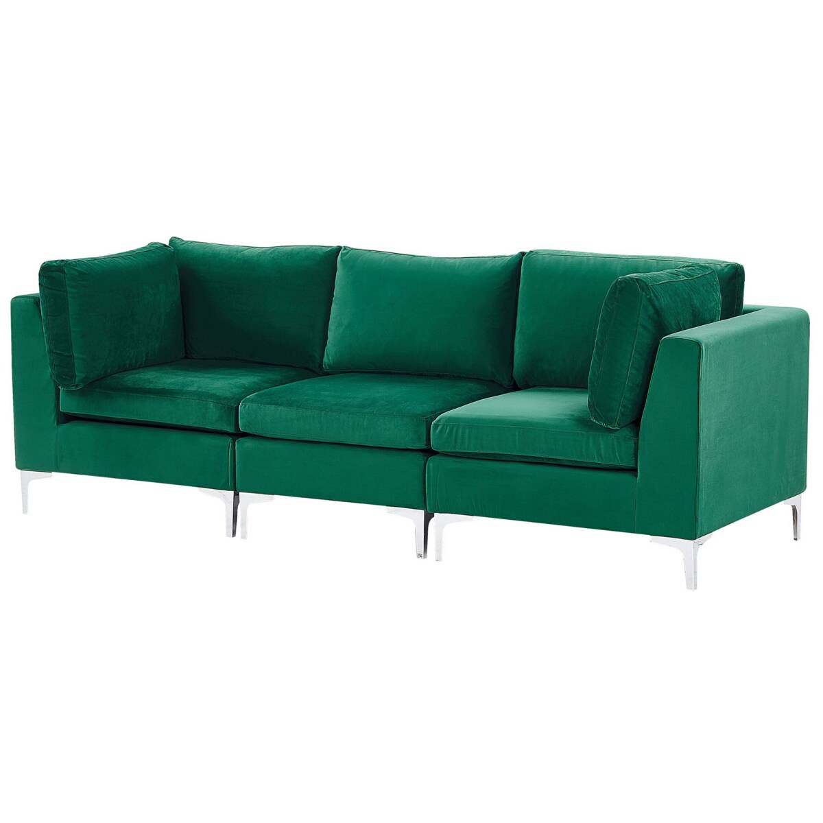 Sofa modułowa 3-osobowa welurowa zielona EVJA