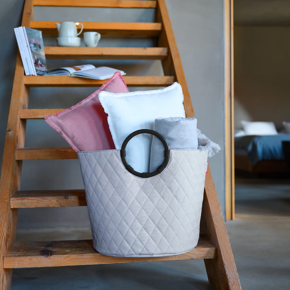 Kosz LOOPHOME S FRAME, rhombus light grey