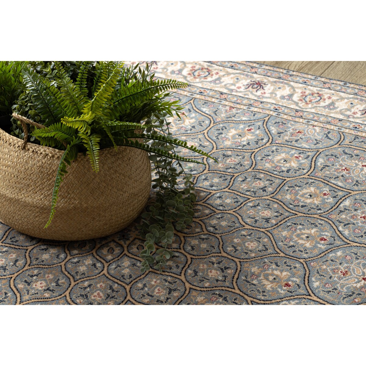 Dywan wełniany NAIN Rozeta, ramka, 120x170 cm