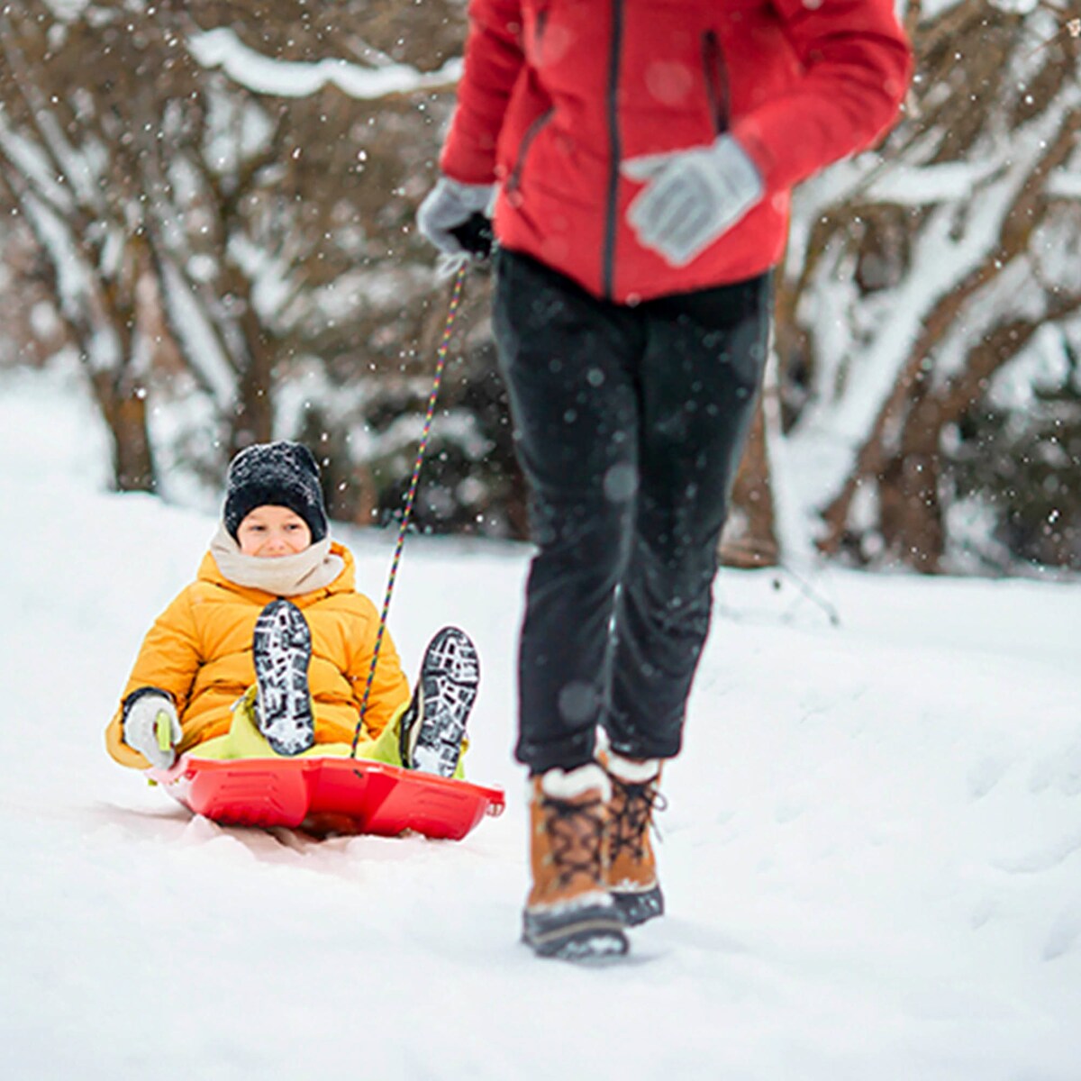 Sanki Bobslej Z Hamulcami Na Śnieg Hornet Ślizg Dla Dzieci Czerwone