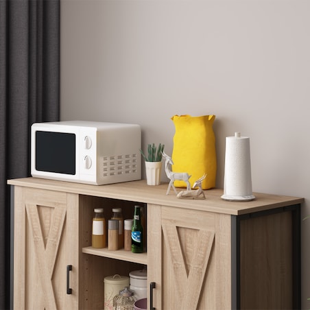 Kredens szafka boczna z otwartymi półkami komoda sonoma kuchnia salon loft