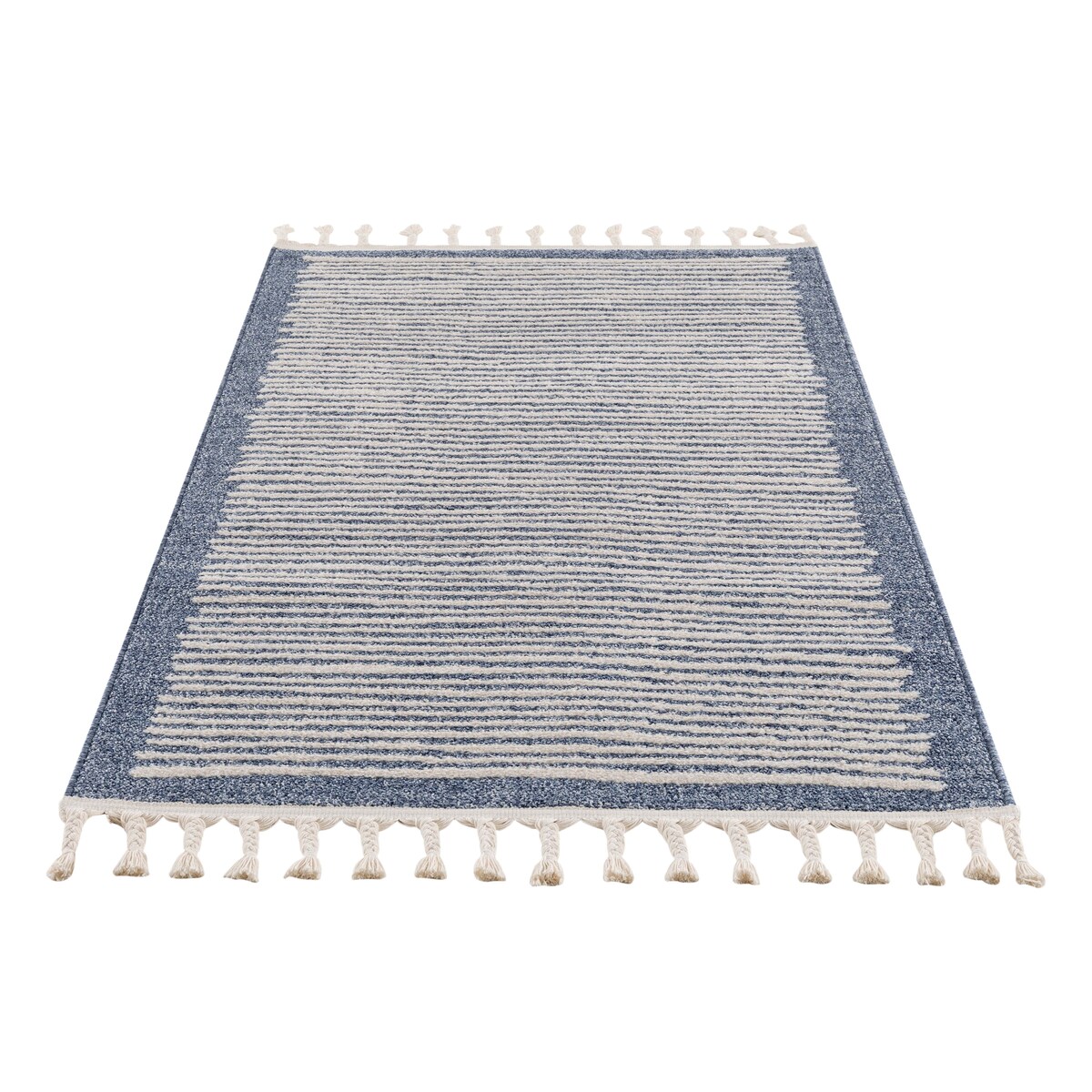 Dywan z frędzlami w paski ARTY 22310 Niebieski 80x150