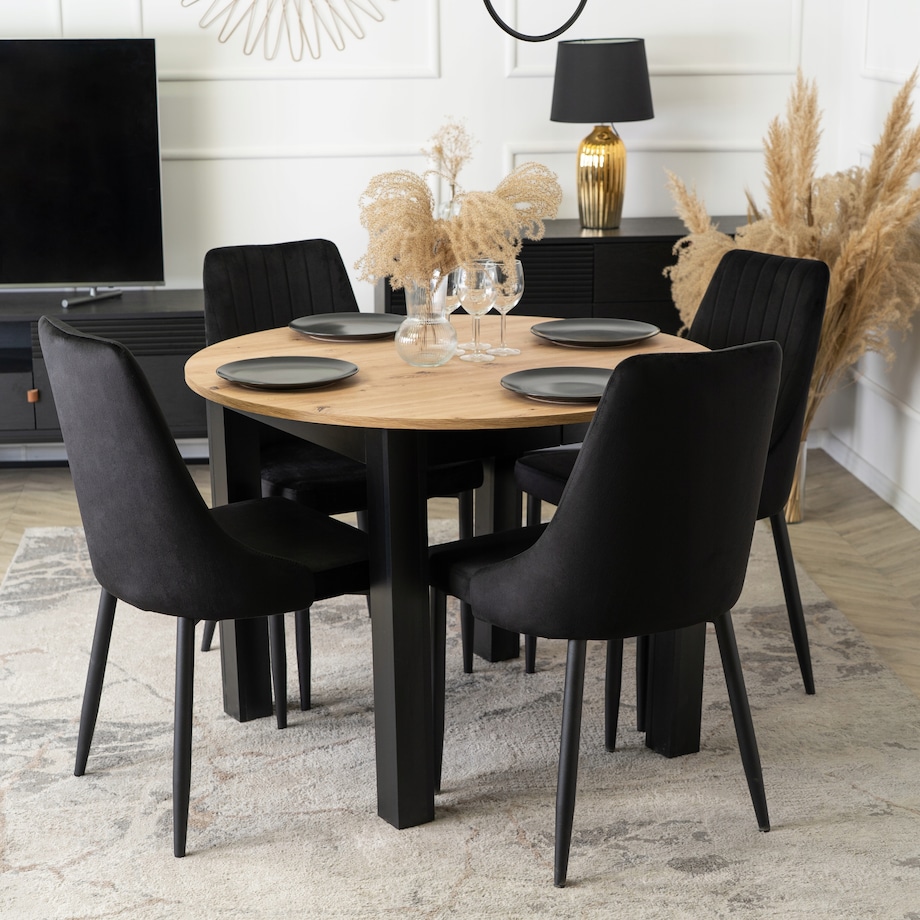 Krzesło Tapicerowane Welurowe Czarne Do Jadalni Salonu Kuchenne Loft BARI