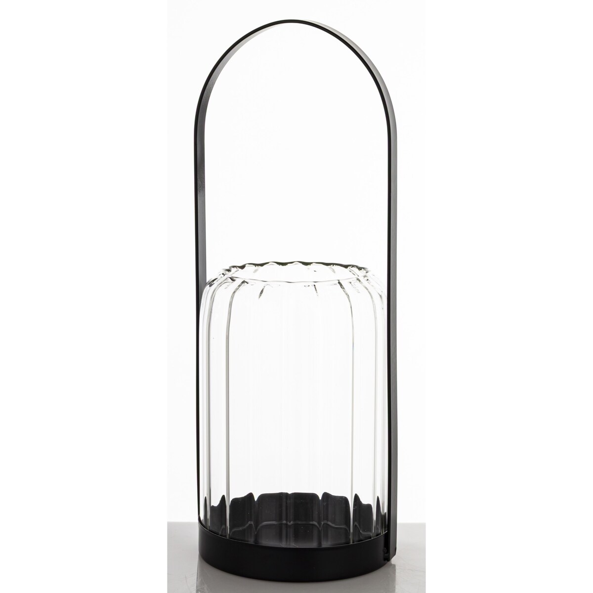 Lampion szklany z metalem 34x13x13 cm CORA