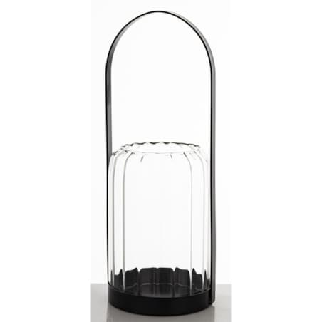 Lampion szklany z metalem 34x13x13 cm CORA