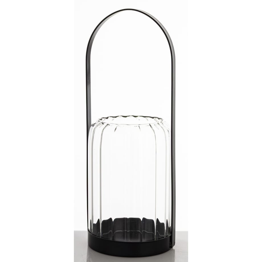 Lampion szklany z metalem 34x13x13 cm CORA