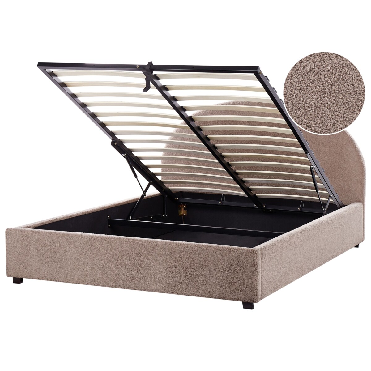 Łóżko z pojemnikiem boucle 160 x 200 cm beżowoszare VAUCLUSE