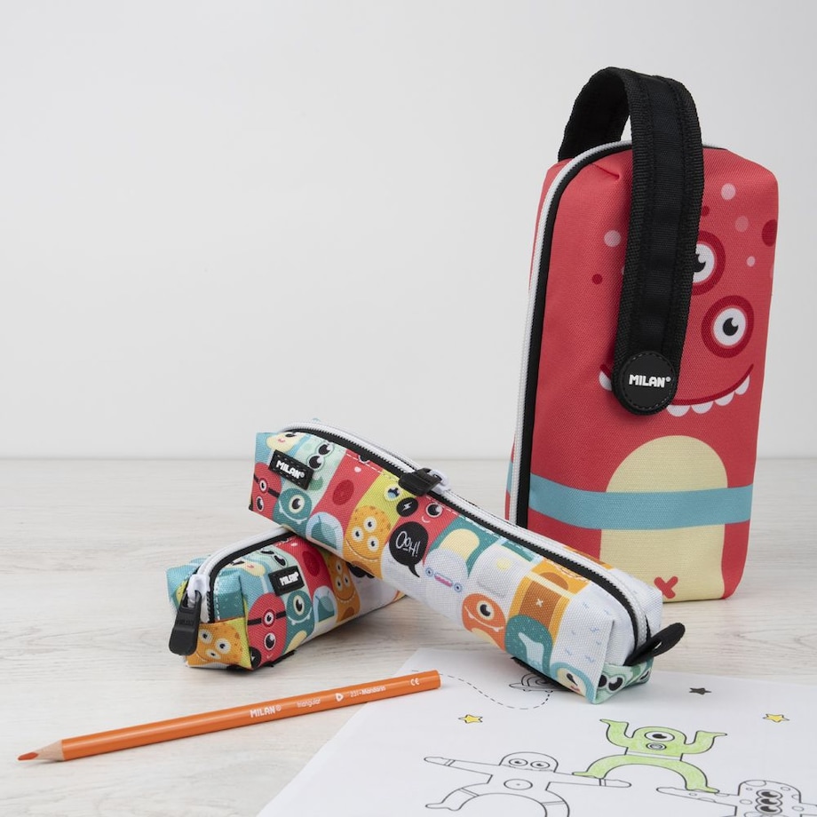 Multipiórnik owalny z 4 piórnikami MILAN ALIENS, czerwony