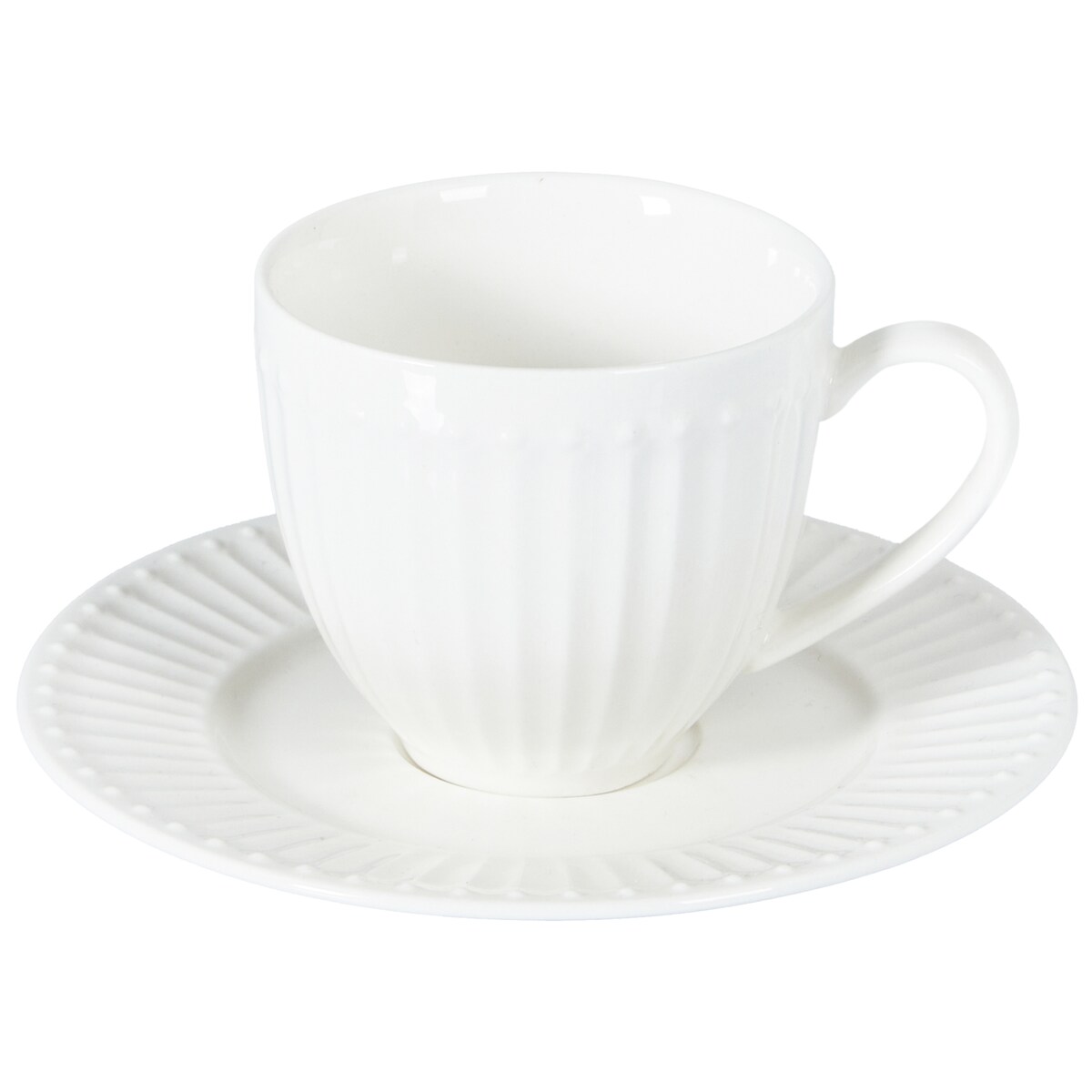 Zestaw 4 filiżanek ze spodkami COWSLIP Porcelana Biały