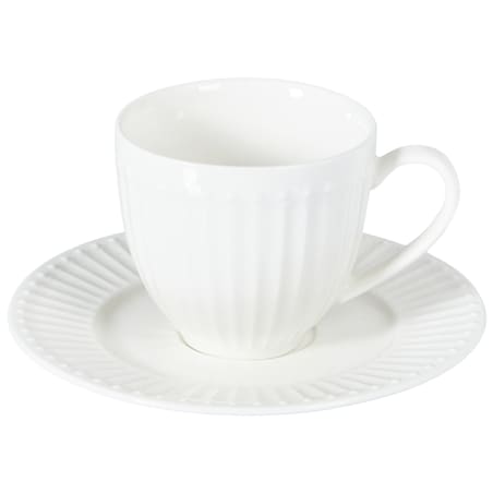 Zestaw 4 filiżanek ze spodkami COWSLIP Porcelana Biały