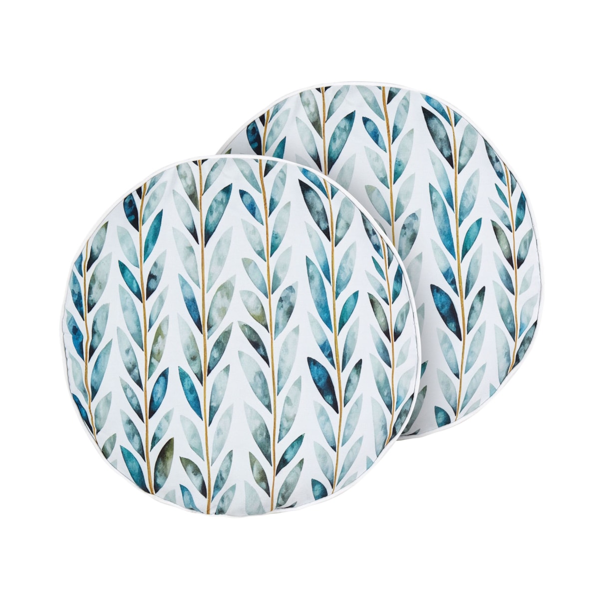 2 poduszki ogrodowe w liście 40 cm biało-zielone LOANO