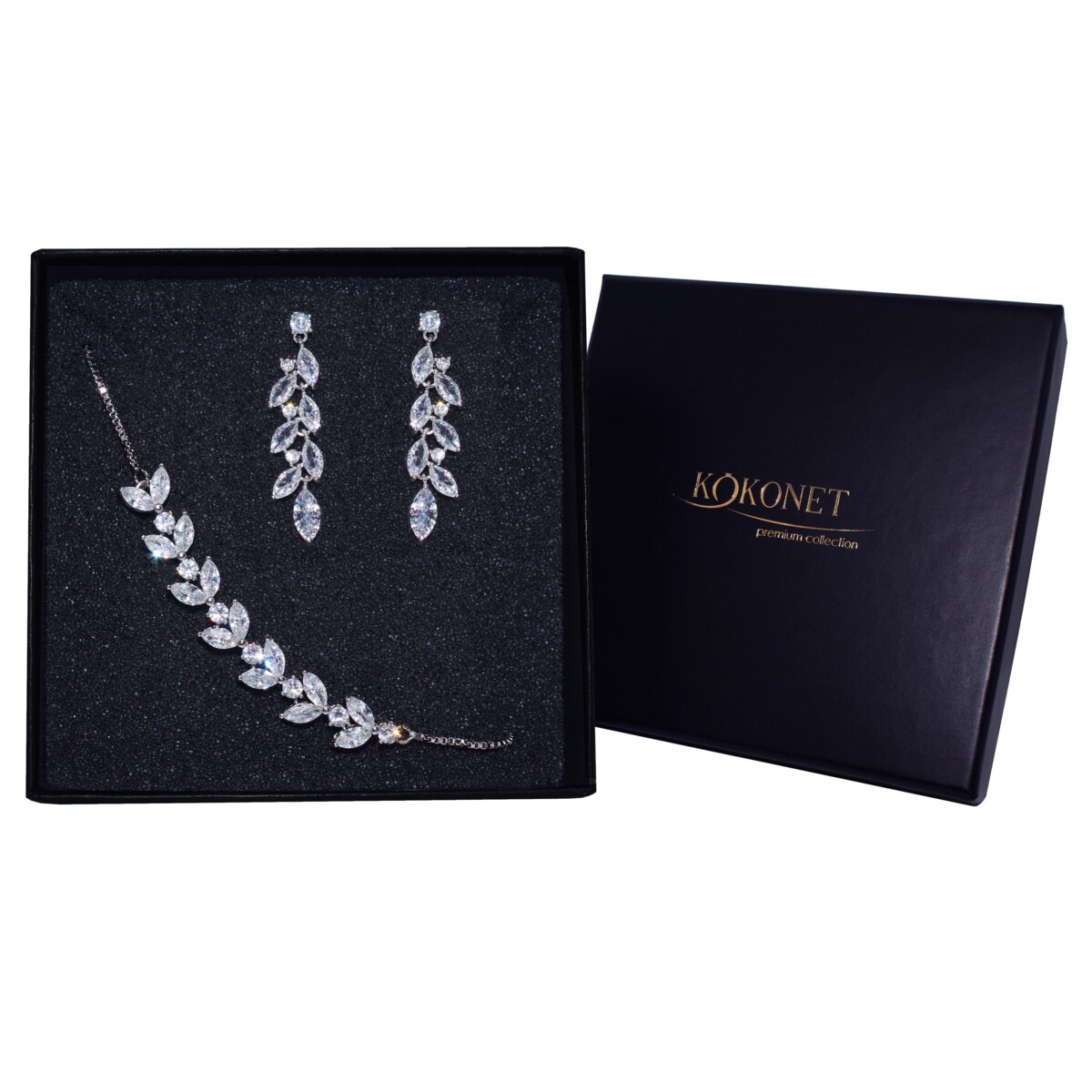 Zestaw kolczyki i bransoletka na ślub z cyrkoniami BOHO prezent świadkowa