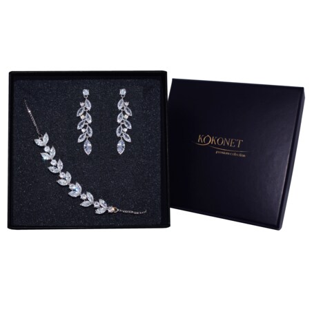 Zestaw kolczyki i bransoletka na ślub z cyrkoniami BOHO prezent świadkowa