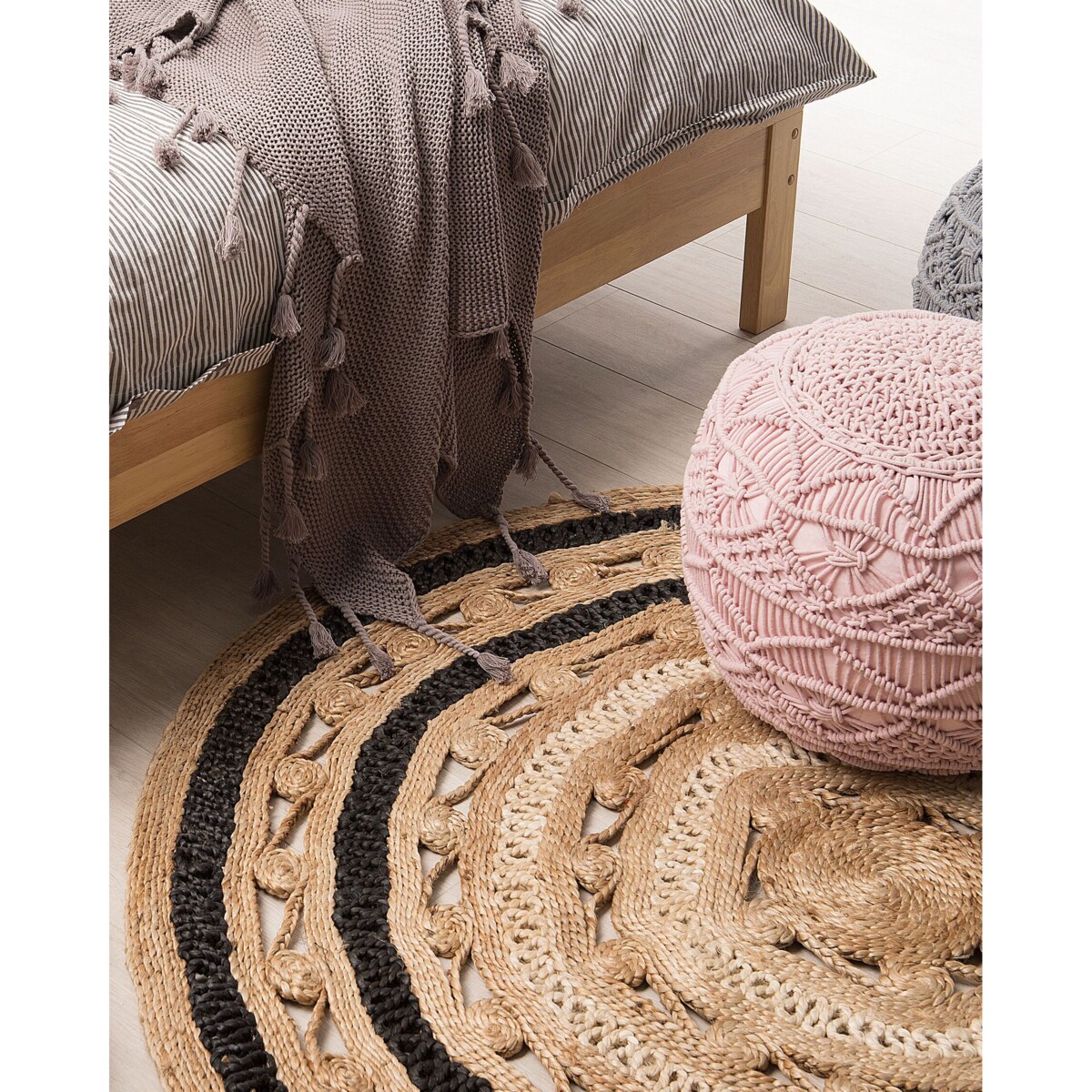 Dywan okrągły z juty ⌀ 140 cm beżowy GOYNE