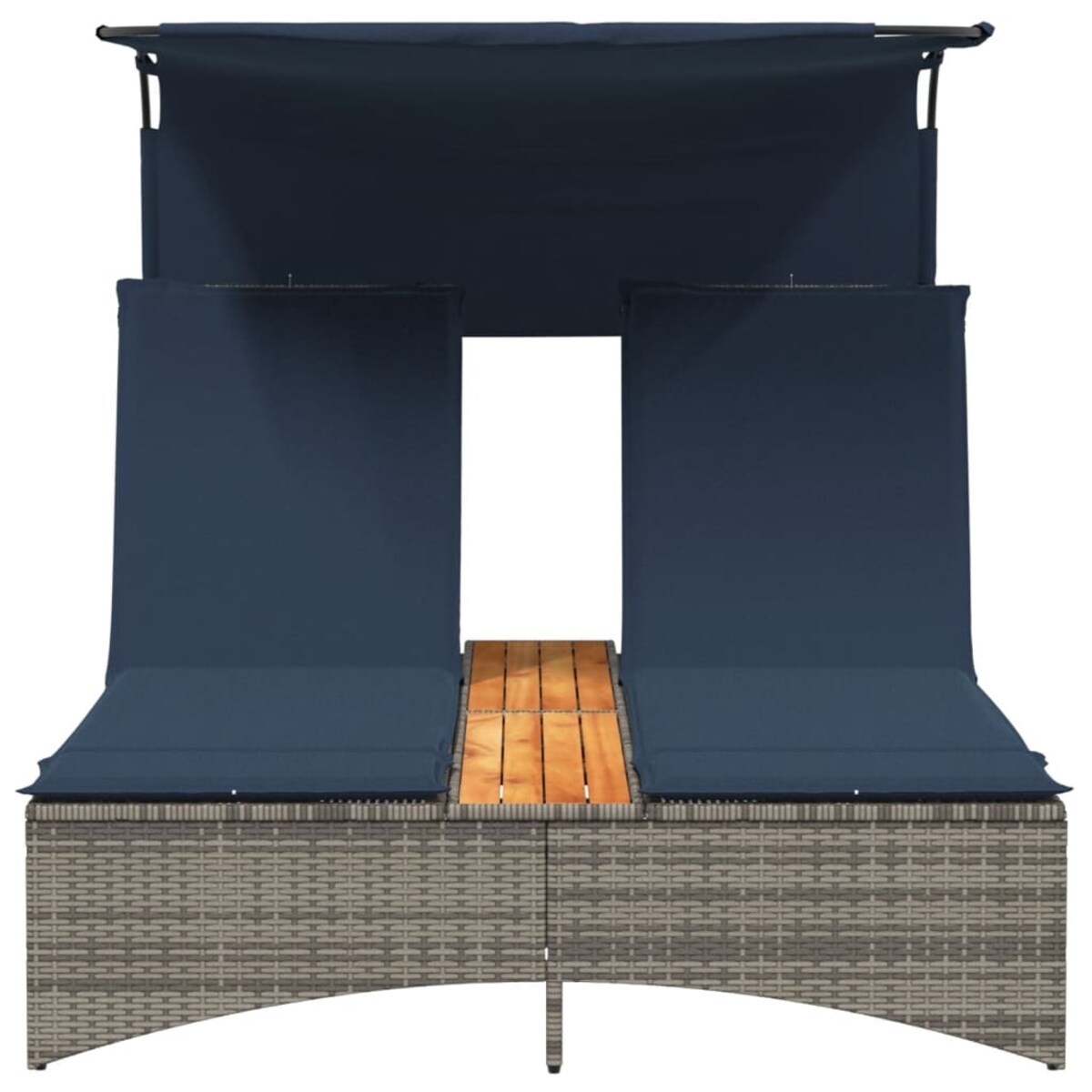 vidaXL Podwójny leżak z baldachimem i poduszkami Szary polirattan