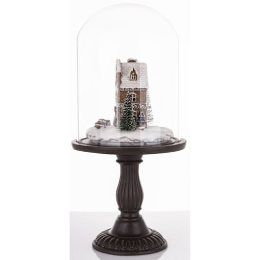 Domek piernikowy w szklanej kopule LED35x17x17 cm CROMEN