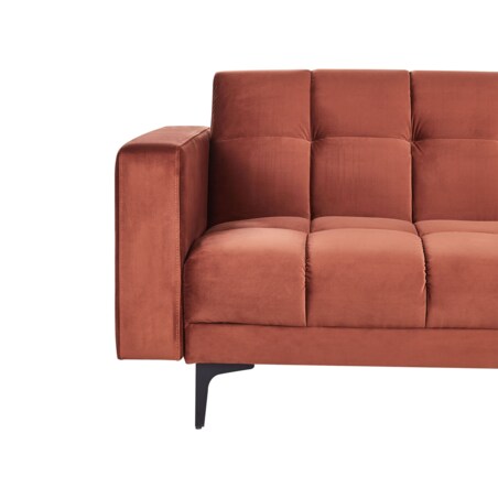 Sofa rozkładana welurowa czerwona ALNES