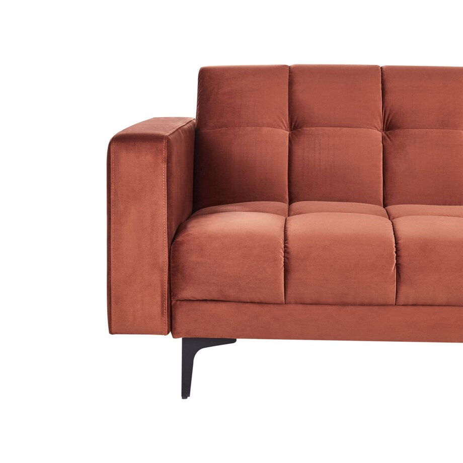 Sofa rozkładana welurowa czerwona ALNES
