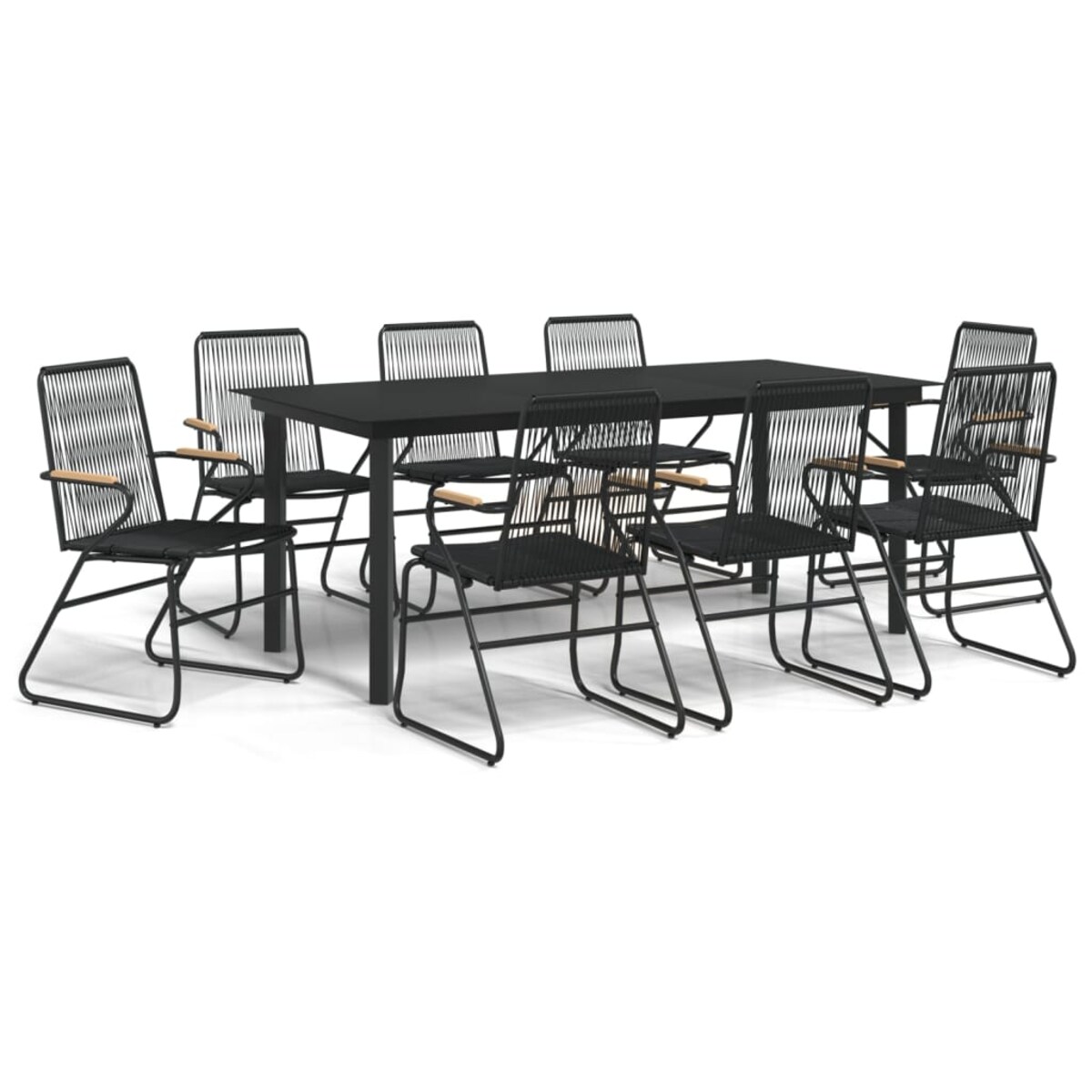 vidaXL 9-częściowy zestaw mebli ogrodowych, czarny, rattan PVC