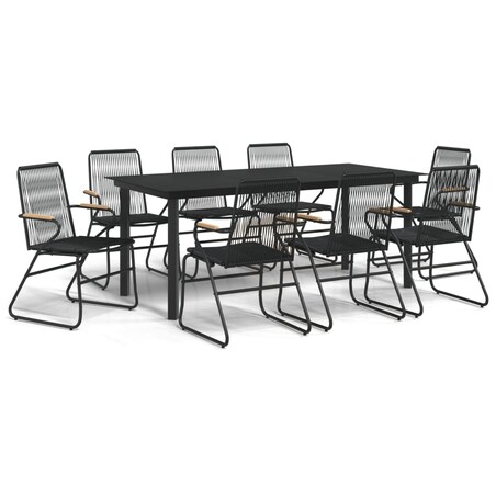 vidaXL 9-częściowy zestaw mebli ogrodowych, czarny, rattan PVC