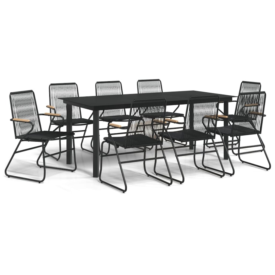 vidaXL 9-częściowy zestaw mebli ogrodowych, czarny, rattan PVC