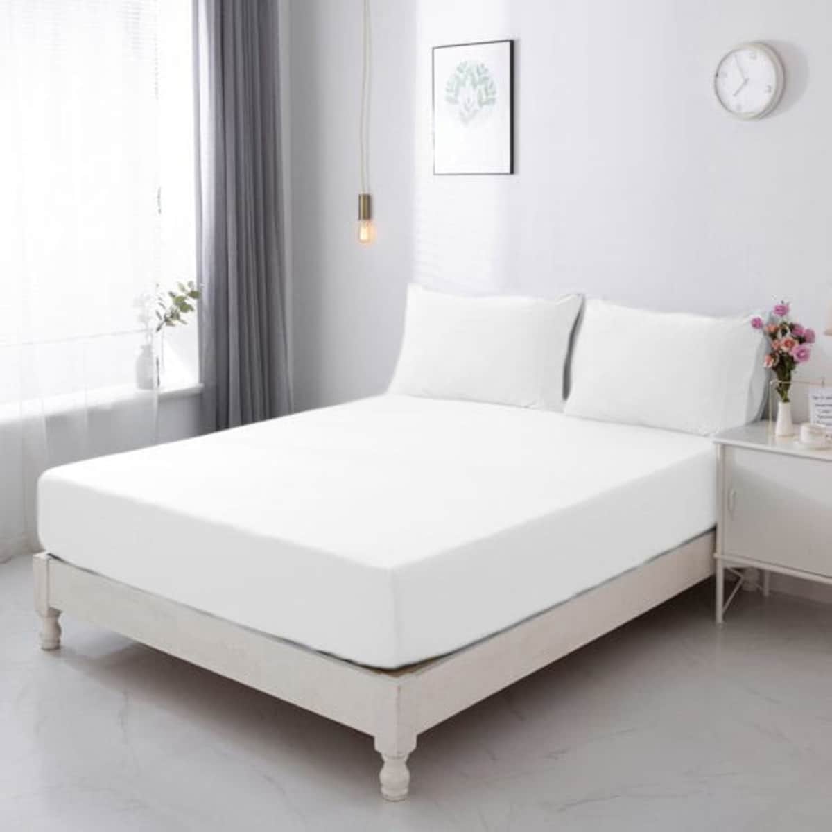 Prześcieradło z gumką JERSEY bawełna czesana 90x200 POLSKIE GRUBE BIAŁE WYSOKI MATERAC 25 CM