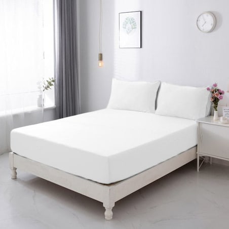 Prześcieradło z gumką JERSEY bawełna czesana 90x200 POLSKIE GRUBE BIAŁE WYSOKI MATERAC 25 CM