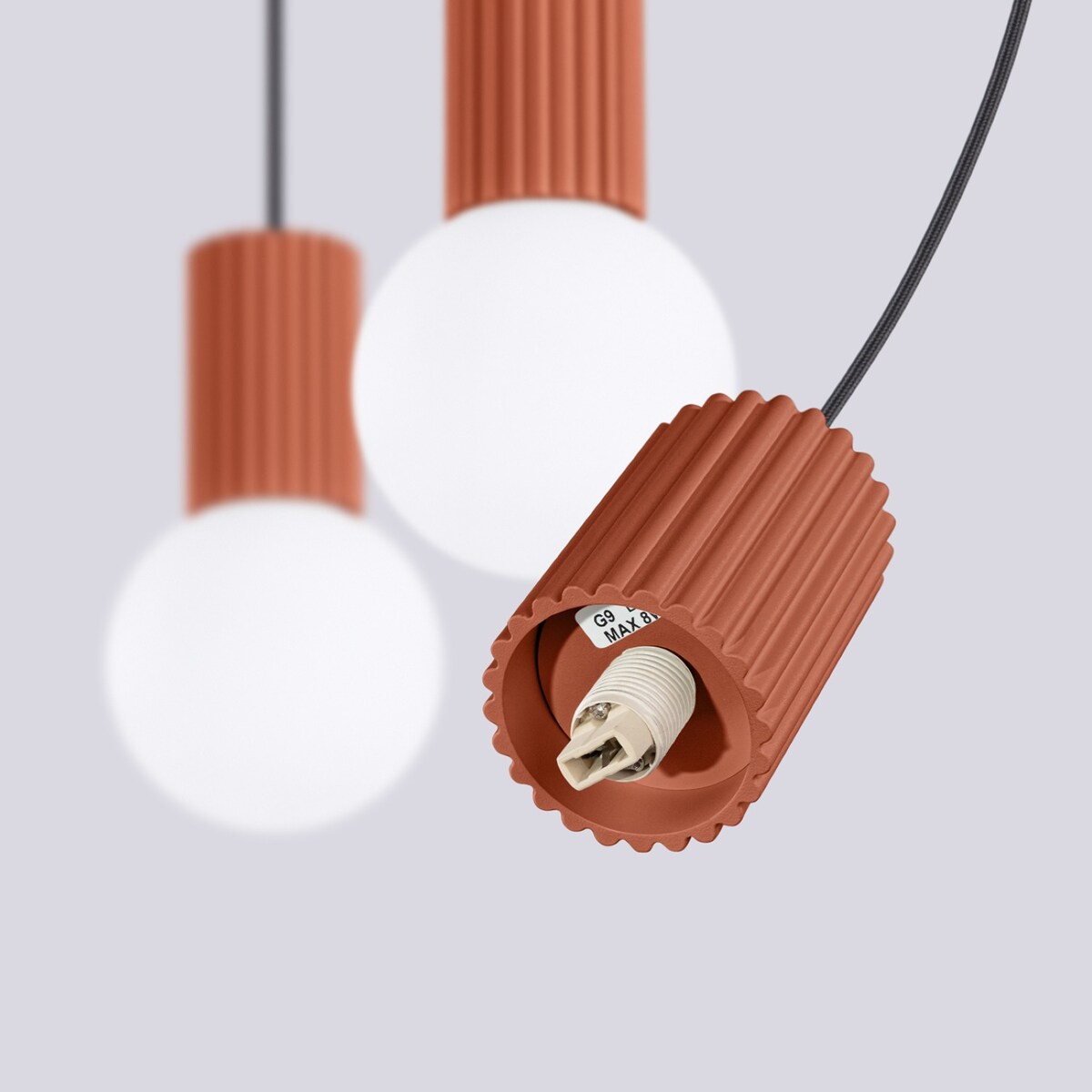 Lampa wisząca HALO 3L ochra czerwona