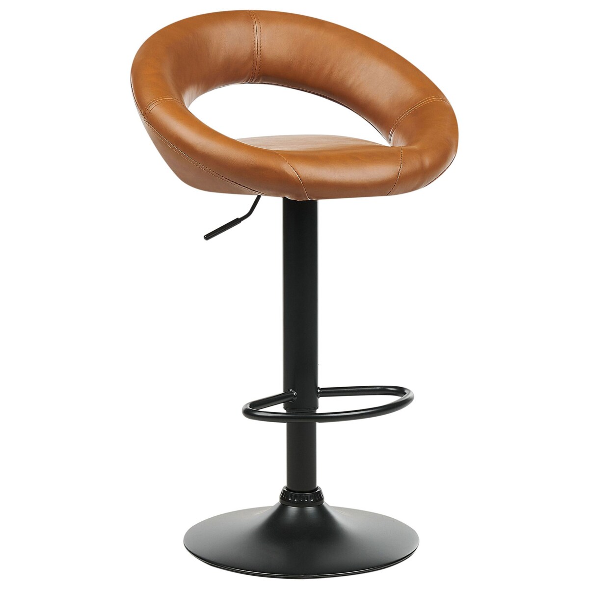 Zestaw 2 krzeseł barowych PEORIA Ekoskóra Obrotowy Złoty brąz