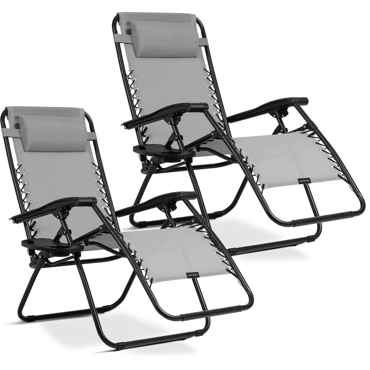 Leżak ogrodowy grawitacyjny Sofotel plażowy szary składany fotel na taras balkon 2 szt.