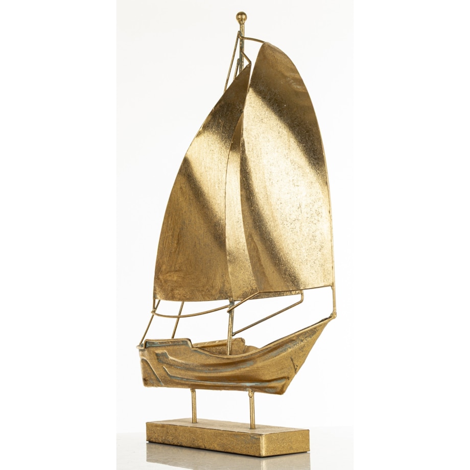 Dekoracja - złota żaglówka 45x33x8 cm KURUN-2 z 3 żaglami