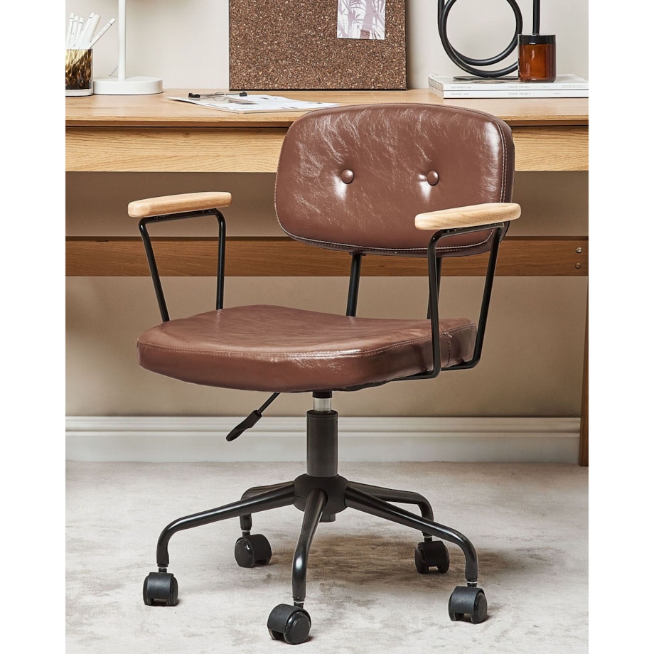 Krzesło biurowe regulowane ekoskóra brązowe ALGERITA