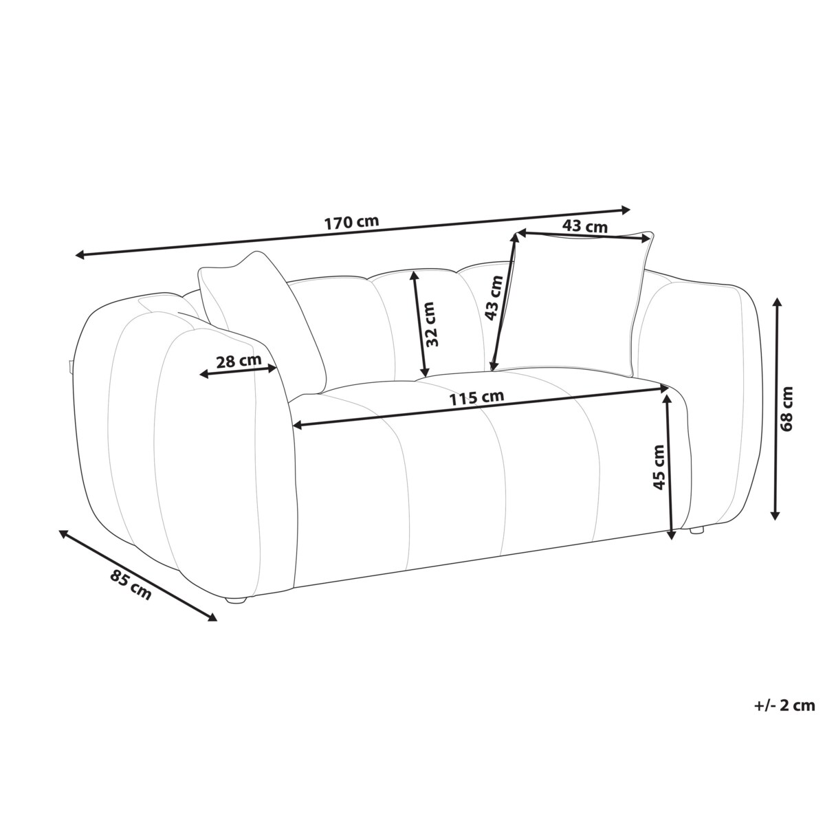 Sofa NESS Złamana biel dla 2 osób