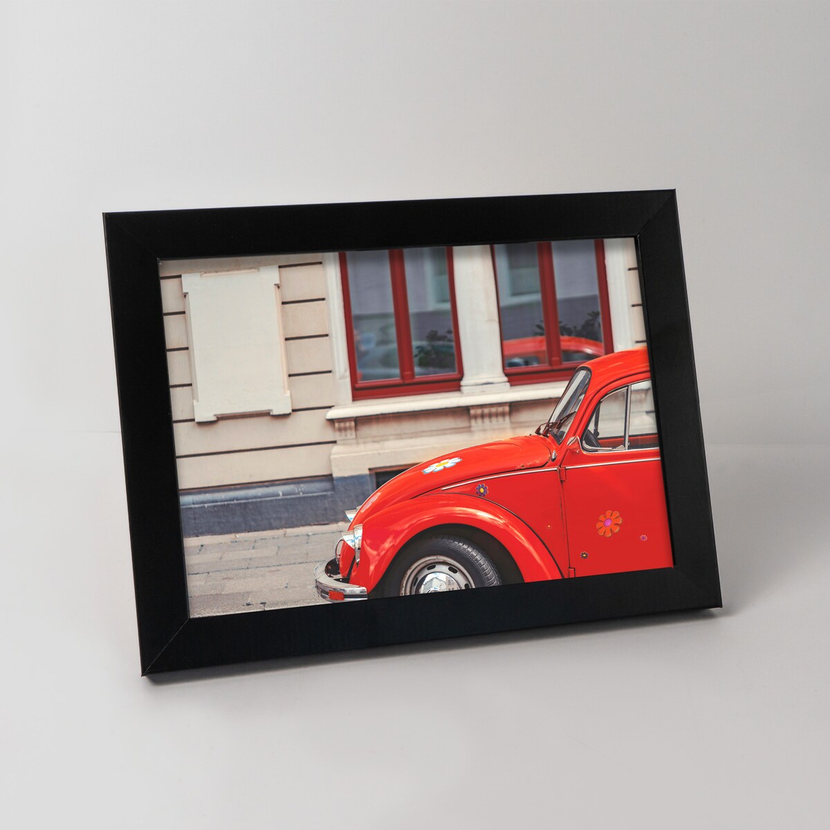 Ramka na zdjęcia 15x20 cm czarna rama MDF z plexi do powieszenia pion poziom stopka klasyczna ramka FRAMAI