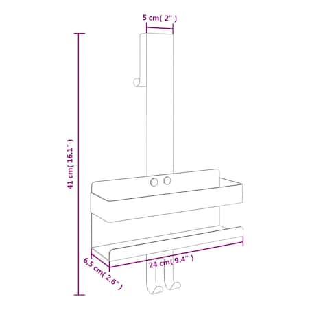 vidaXL Wiszący organizer prysznicowy, czarny mat, stal nierdzewna 304
