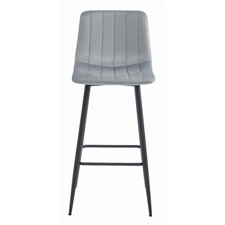 Hoker Do Jadalni Kuchni Baru Wysoki Pozza - Aksamit Srebrno-Szary / Nogi Czarne X 4