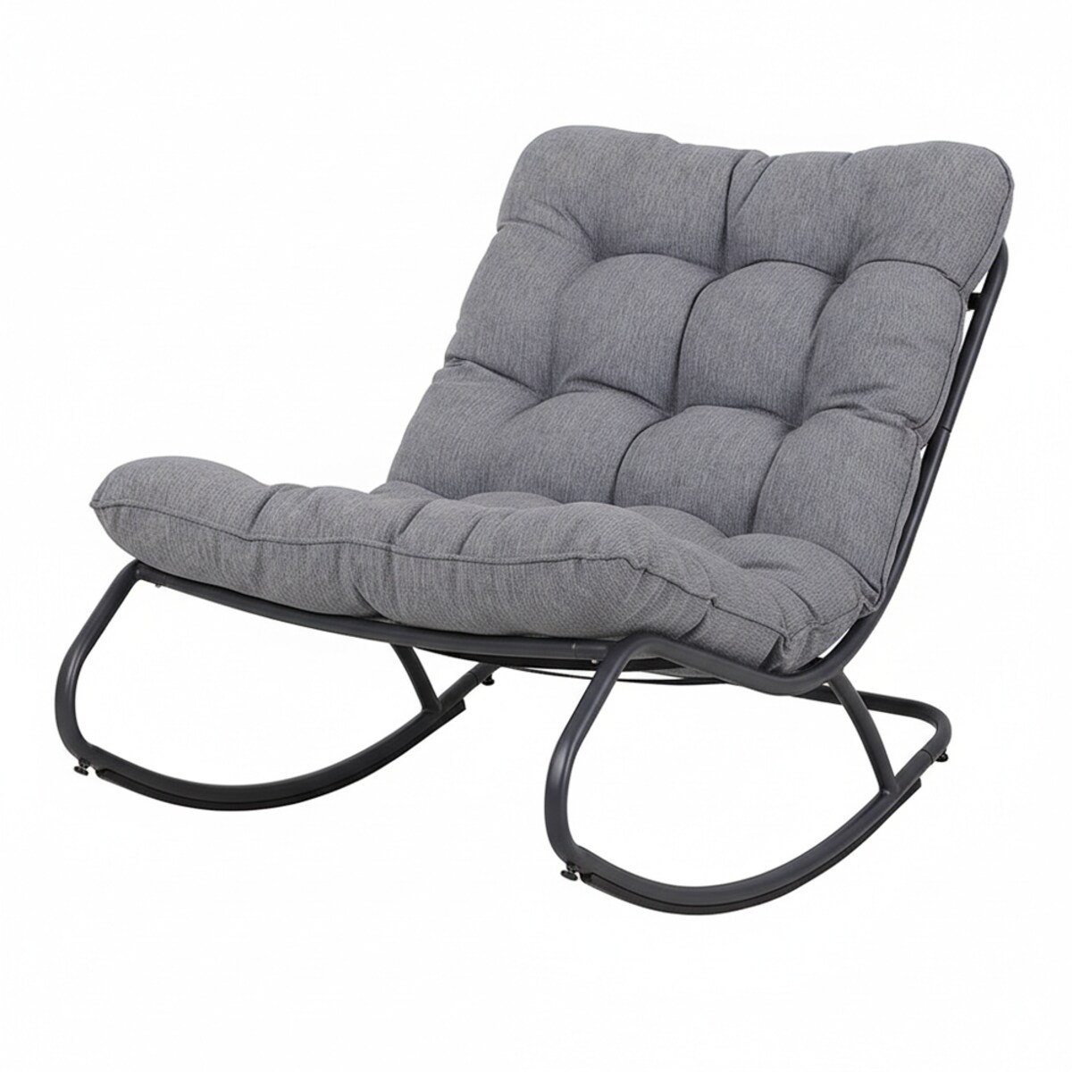 Fotel Bujany VIBE Ogrodowy z Poduszką Stalowy Czarny Szary 115 Cm