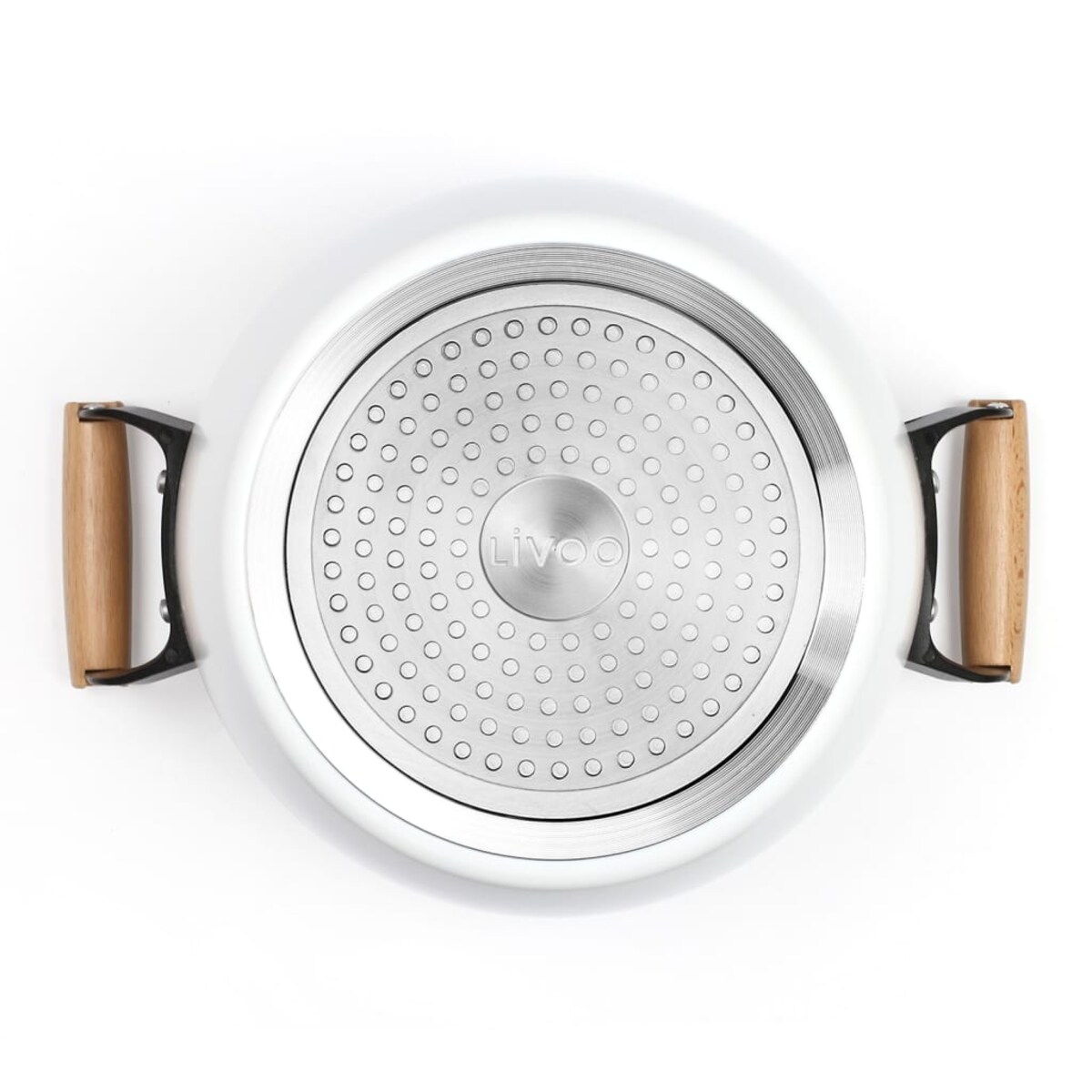 Livoo Garnek z drewnianymi uchwytami, 24 cm, 5 L, biały