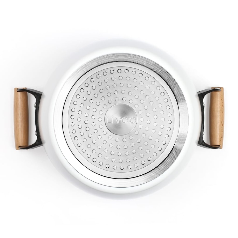 Livoo Garnek z drewnianymi uchwytami, 24 cm, 5 L, biały